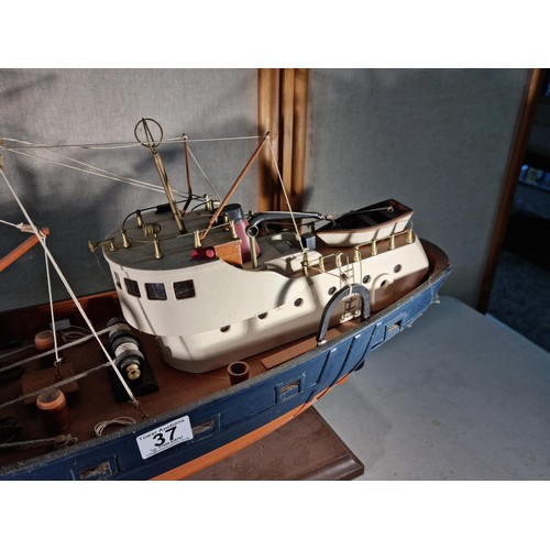 37 - Large scratch built model of a trawler boat in good order with good detailing to the deck inc life b... 