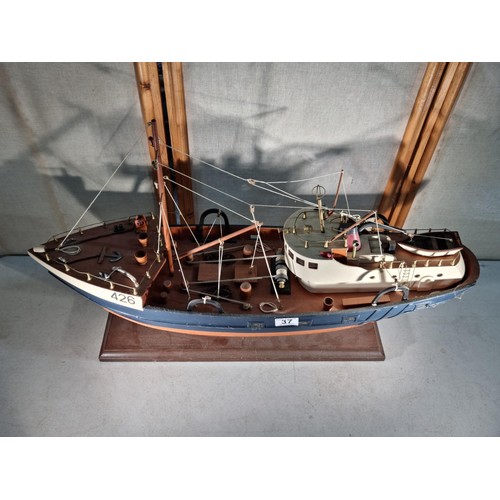 37 - Large scratch built model of a trawler boat in good order with good detailing to the deck inc life b... 