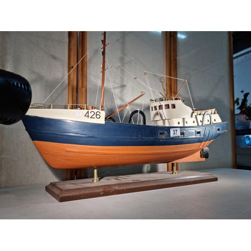 37 - Large scratch built model of a trawler boat in good order with good detailing to the deck inc life b... 