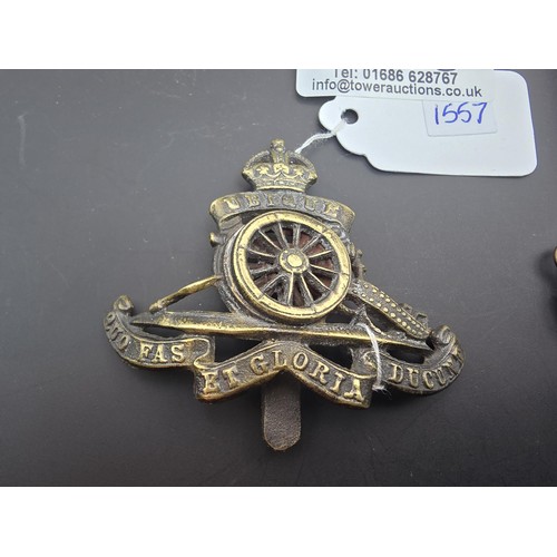 233 - A collection of early vintage military items to include a rare WWII 22nd field regiment Royal Artill... 