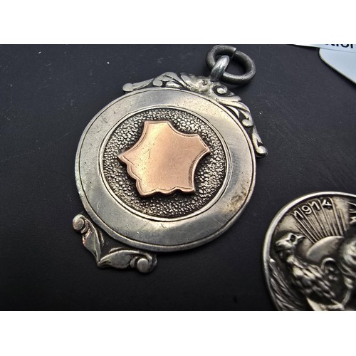 234 - A rare vintage WWI tested as silver French resistance medal pendant featuring a rooster standing on ... 