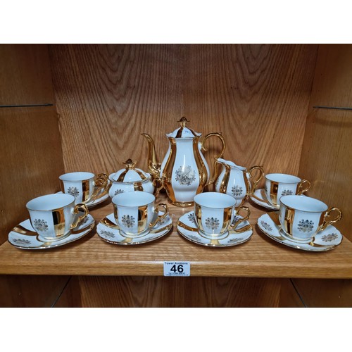 46 - Good quality 15 x piece MZ Czechoslovakian gilded and white chian tea set inc tea pot, milk jug, sug... 