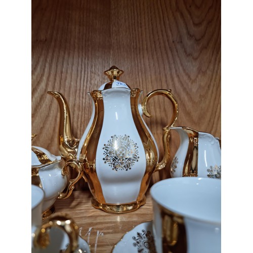 46 - Good quality 15 x piece MZ Czechoslovakian gilded and white chian tea set inc tea pot, milk jug, sug... 