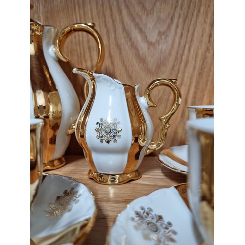 46 - Good quality 15 x piece MZ Czechoslovakian gilded and white chian tea set inc tea pot, milk jug, sug... 