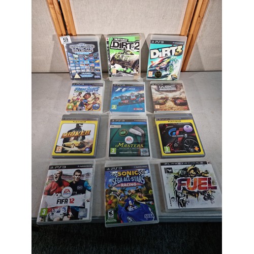 59 - Collection of 12x PS3 games to include Sonic Sega All Stars Racing, EA Sports Fifa 12, EA Sports Mas... 