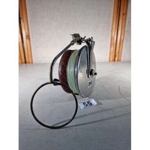 55 - Good quality vintage fishing reel by Charles Alvey, Australia,  in chrome and bakelite, a piece of t... 