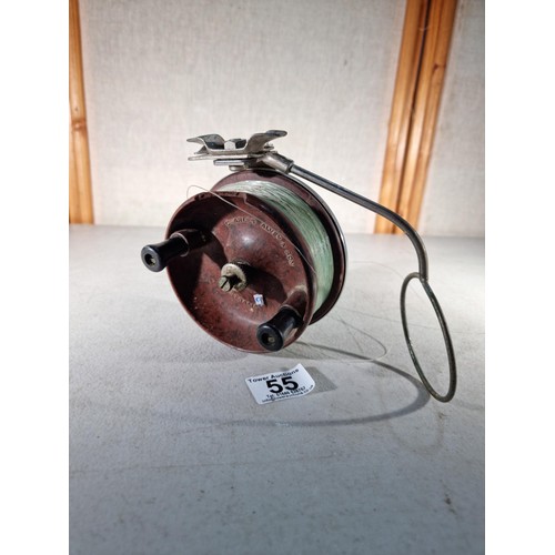 55 - Good quality vintage fishing reel by Charles Alvey, Australia,  in chrome and bakelite, a piece of t... 