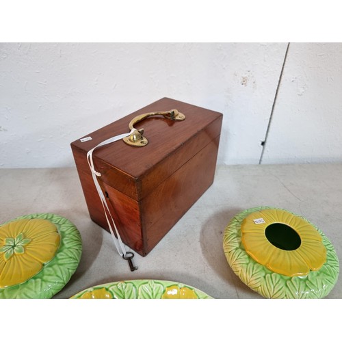 134 - A good quality mahogany storage box for magic lantern slides complete with key in good order along w... 