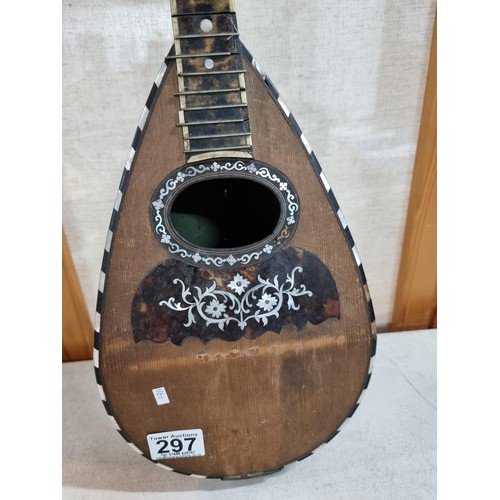 297 - Vintage mandolin by Pietro Ruffini made in Italy with tortoise shell front, missing its strings and ... 