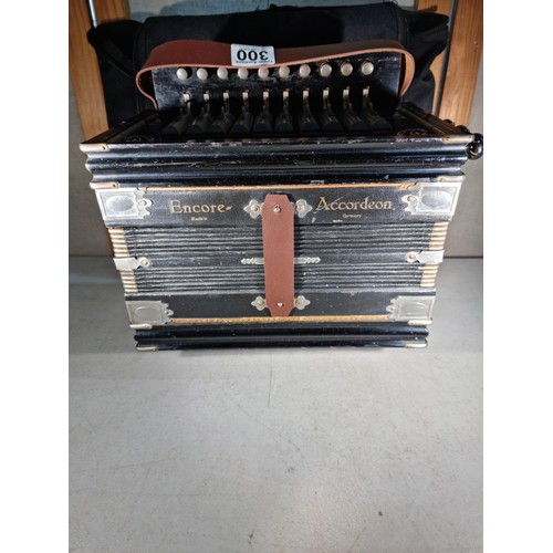 300 - Good quality vintage Encore Accordeon in good order with new leather straps with steel reeds, comes ... 