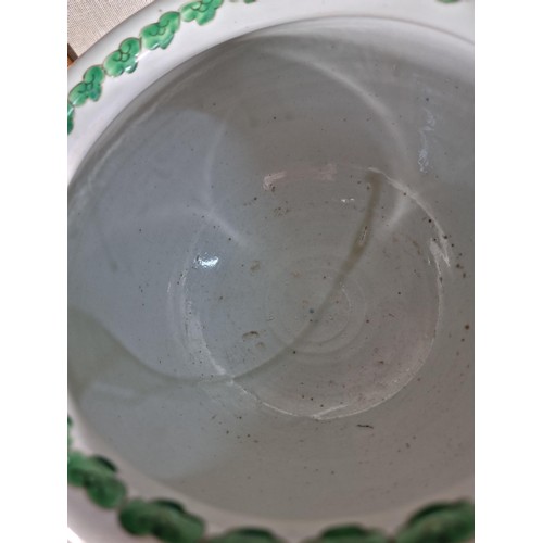 302 - Good quality Antique Chinese fish bowl with a apple blossom design in green and white, has a lovely ... 