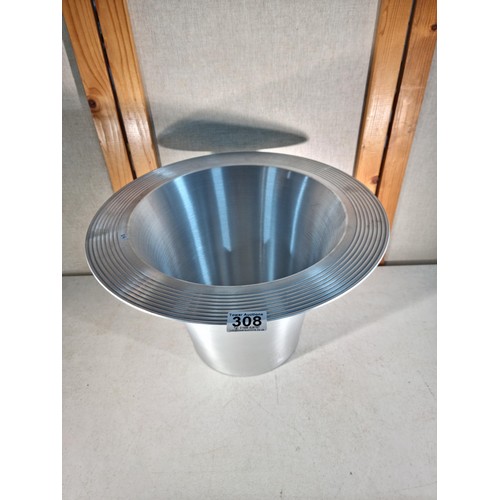 308 - Good quality aluminium champagne ice bucket in good order has a height of 26cm diameter of 40cm