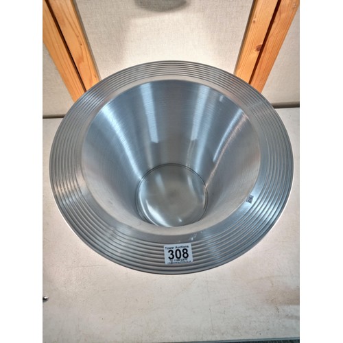 308 - Good quality aluminium champagne ice bucket in good order has a height of 26cm diameter of 40cm