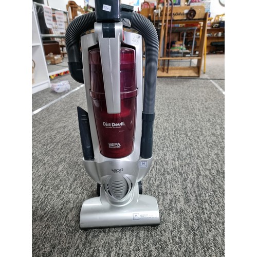 317 - Good quality 1200w Dirt Devil vacuum cleaner with hose accessories, comes with a washable filter