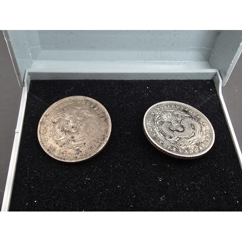 189 - Unusual set of original antique Chinese 7.2 candareens Silver coins which have been made into button... 