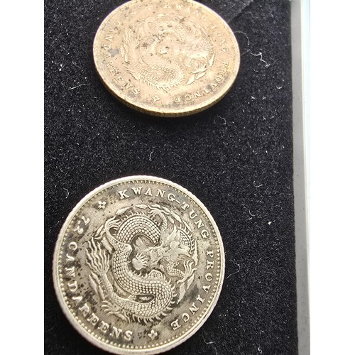 189 - Unusual set of original antique Chinese 7.2 candareens Silver coins which have been made into button... 