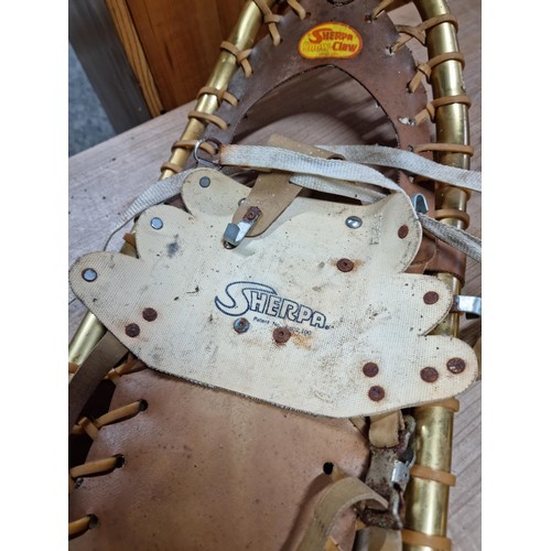 347 - Pair of good quality traditional Sherpa Snow Claw American snow shoes in good order with leather and... 