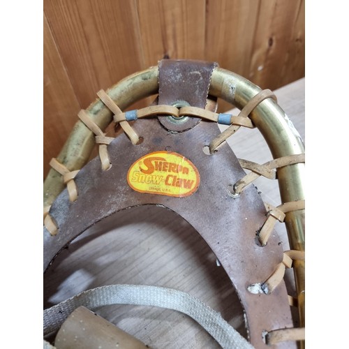 347 - Pair of good quality traditional Sherpa Snow Claw American snow shoes in good order with leather and... 