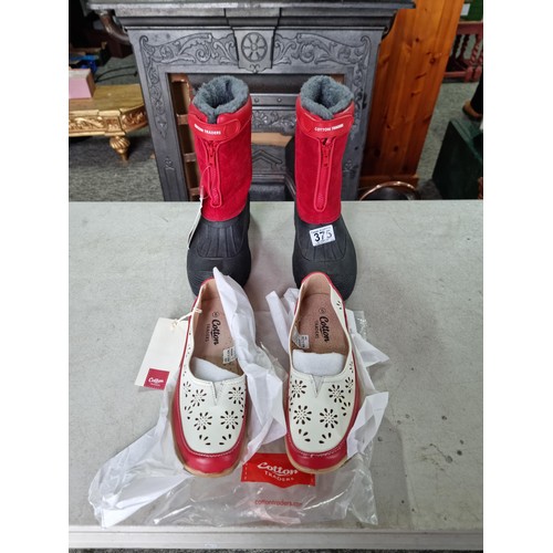 375 - A pair of faux fur ladies boots in red by Cotton Traders, size 6 along with a pair of ladies Flexiso... 