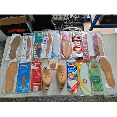 363 - Large quantity of 17x adjustable insoles predominantly in cork and leather all in bags along with a ... 