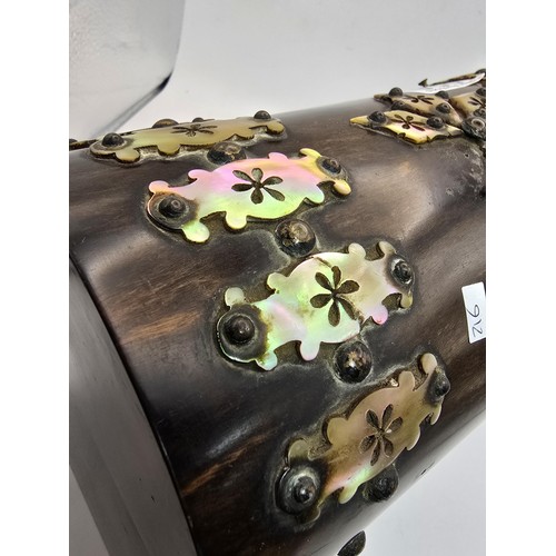 280 - Good quality wooden domed stationary box with MOP decoration to the front and top with a star on the... 