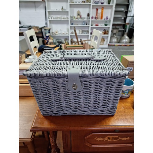 400 - Good quality wicker picnic hamper by M&S along with a collection of 3x boxed Starbucks mugs for Live... 