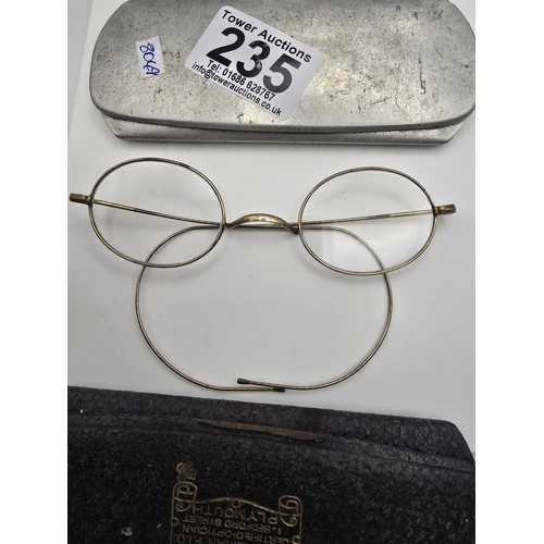 235 - A collection of various vintage and antique spectacles and pince nez which includes a 10ct gold fill... 