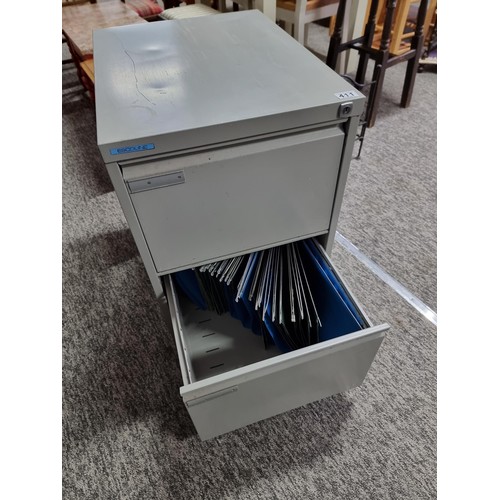 411 - Good quality two drawer filing cabinet by Escoline with dividers in each drawer in good order comple... 