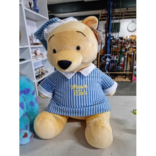 7 - Good quality as new 1998 Winne the Pooh soft toy in blue and white striped night shirt with hat comp... 