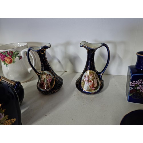 10 - 3x shelves of collectable ceramics and glass ware to include a collection of 6x oriental floral deco... 