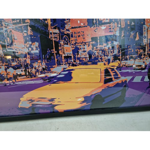 31 - Large framed and glazed print of Time Square, New York, impressive proportions 74cm height, 103cm le... 