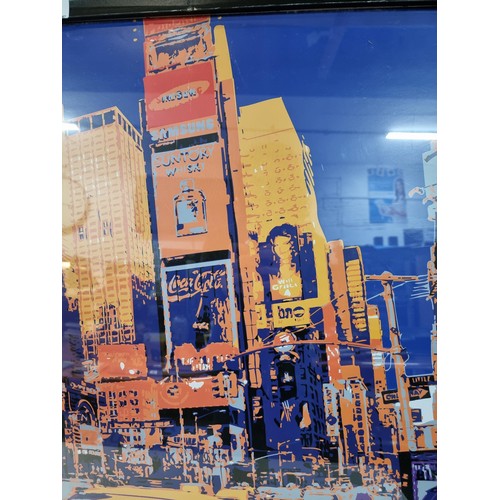 31 - Large framed and glazed print of Time Square, New York, impressive proportions 74cm height, 103cm le... 