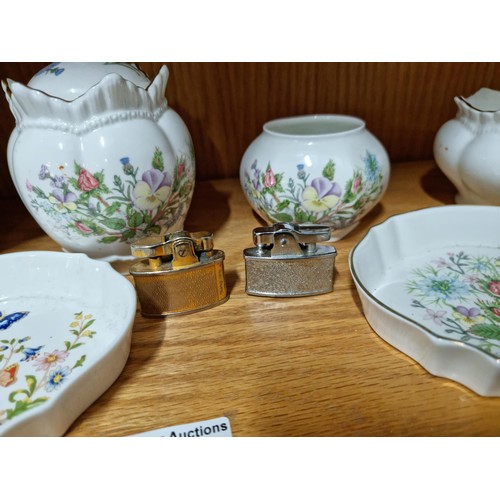 56 - Shelf containing a qty of Aynsley pottery, including Wild Tudor design and Cottage Garden, including... 