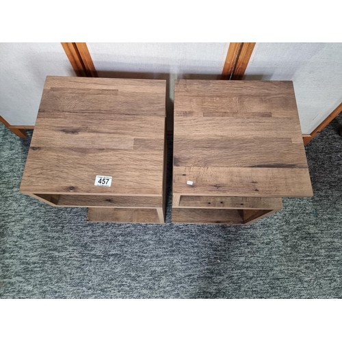 457 - Pair of modern S shaped wooden bedside units by NEXT, in very clean condition have a height of 51cm ... 