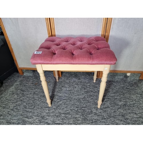 473 - Modern limed oak dressing table stool with a pink button upholstered top in clean condition height 4... 