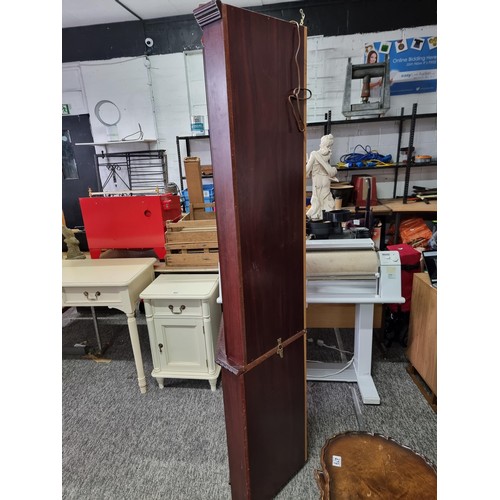 480 - Mahogany corner cabinet  in very clean condition having a glazed cabinet to the top with three shelv... 