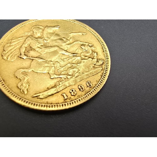 259 - A half sovereign bullion coin struck in solid 22ct gold, dated 1896. In good clean condition for its... 