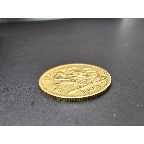 259 - A half sovereign bullion coin struck in solid 22ct gold, dated 1896. In good clean condition for its... 