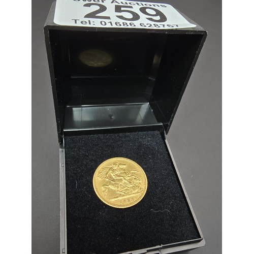 259 - A half sovereign bullion coin struck in solid 22ct gold, dated 1896. In good clean condition for its... 