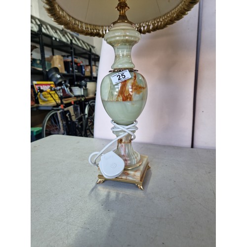 25 - 2x good quality lamps to include a onyx based lamp and a marble based lamp both with original vintag... 