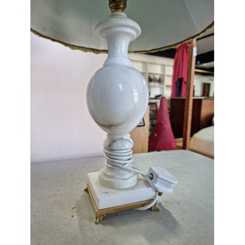25 - 2x good quality lamps to include a onyx based lamp and a marble based lamp both with original vintag... 