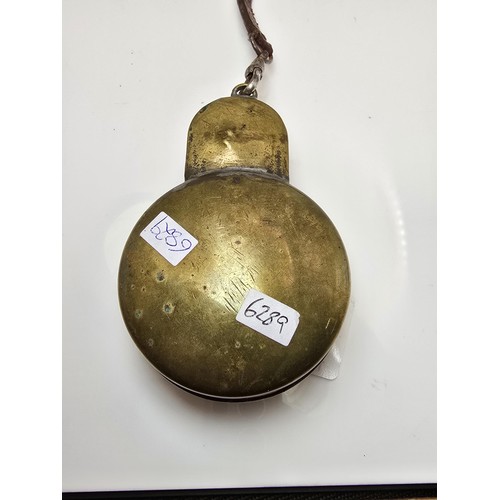 219 - A good vintage heavy duty brass miners pocket watch case complete with a railway timekeeper vintage ... 