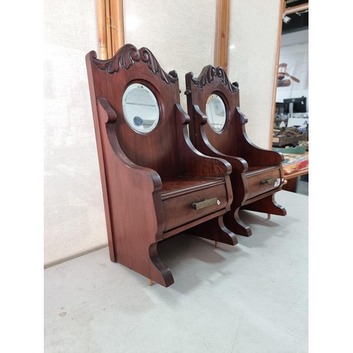 80 - Pair of good quality vintage mahogany single drawer units removed from a dressing table, both with a... 