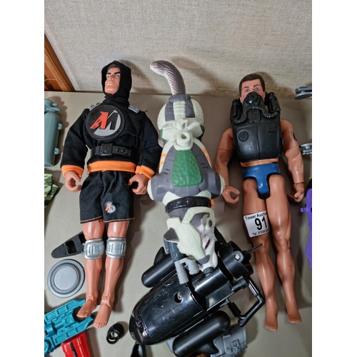 91 - Large quantity of Action Man figures and other toys inc 7x Action Man figures in various outfits inc... 