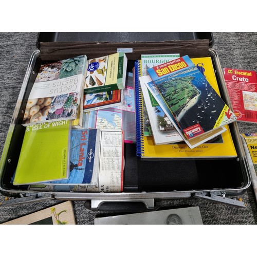 110 - Vintage case containing a large quantity of books and OS maps to include Classic Mythology, House Pl... 