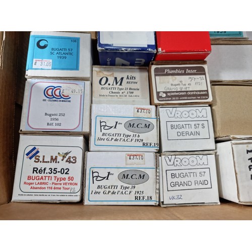 116 - Box containing a large quantity of empty diecast car boxes mostly relating to Bugatti cars  of vario... 