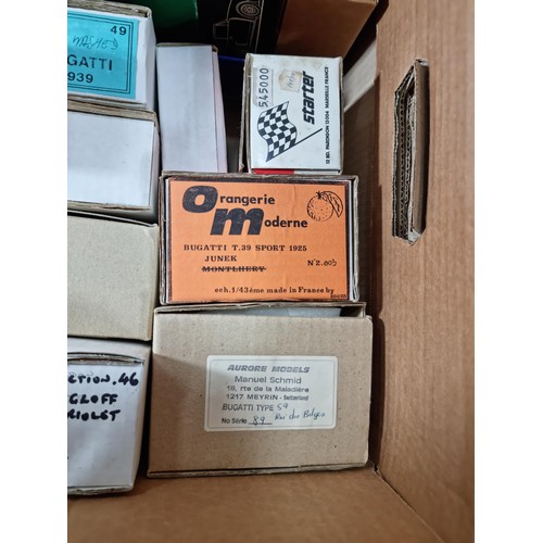 116 - Box containing a large quantity of empty diecast car boxes mostly relating to Bugatti cars  of vario... 