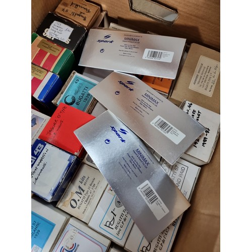 116 - Box containing a large quantity of empty diecast car boxes mostly relating to Bugatti cars  of vario... 