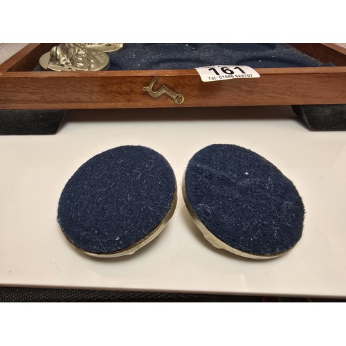 161 - A rare wooden cased set of 4 metal place card holders 
featuring the rock of Gibraltar dated 1966-70... 