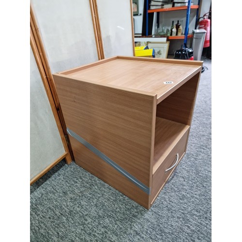 442 - Good heavy duty large beech laminite office unit which would be ideal for a printer having a large s... 